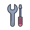 Maintenance - Tethys Energy Icon of a toolkit for maintaining solar power